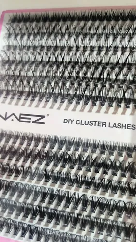 Kit de Pestañas Cluster Naez para Extensiones DIY con Adhesivo y Curvatura D