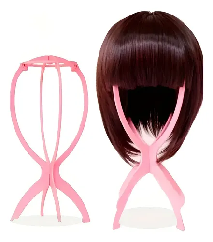 Porta Peluca Exhibidor Soporte Pelucas Taurina Color Rosa