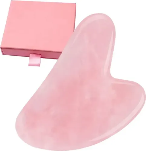 Gua Sha Piedra Cuarzo Rosa Masajeador Facial Skincare