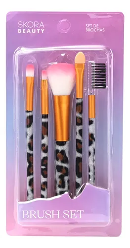 Set Brochas De Maquillaje Peine Cejas Colores X5 Skora 44028