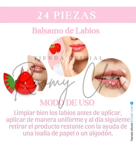 Tn Caja De 24 Balsamos Fresa Para Labios Hidratante Forma