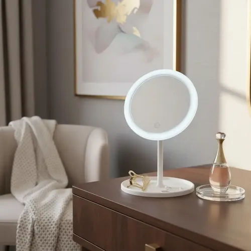 Espejo Circular Led Usb 3 Modos Luz Táctil Ajustable