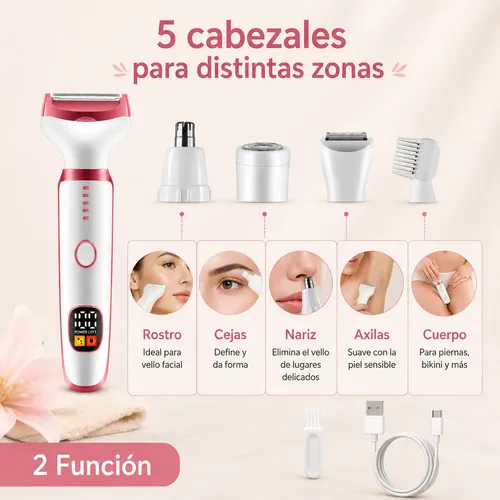 Depiladora Mujer Eléctrica 5 En 1 Facial Cejas Usb Portatil