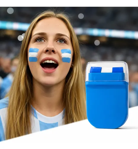 Maquillaje Argentina Pintura Cara Celeste Blanco Bandera