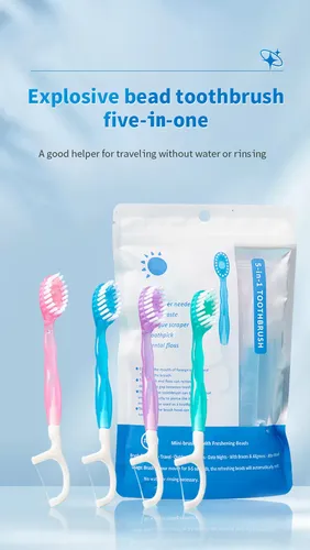 Mini Cepillo De Dientes Desechable Versátil Con Hilo Dental