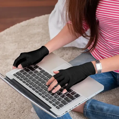 Guantes Sin Dedos Algodón Negro Hidratantes Para Eczema