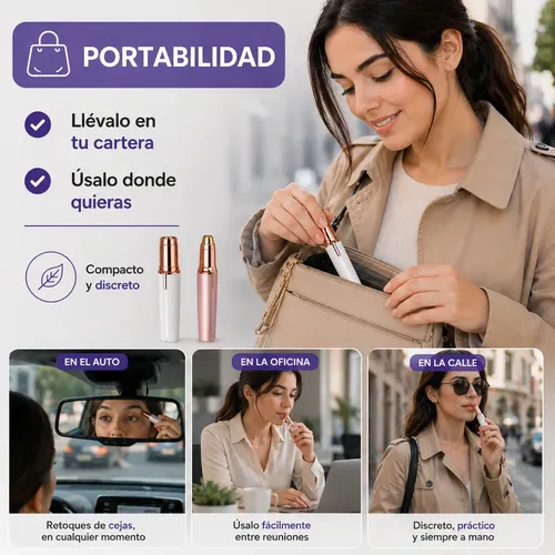 Kit Depiladora Electrica Facial Mujer Cejas Bozo Portátil