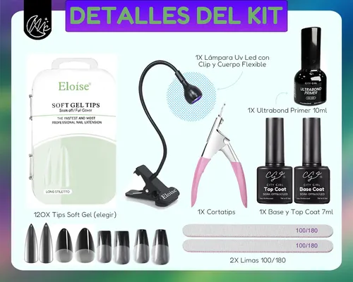 Kit Manicura Soft Gel Inicial Principiante Esmaltado Uv Led