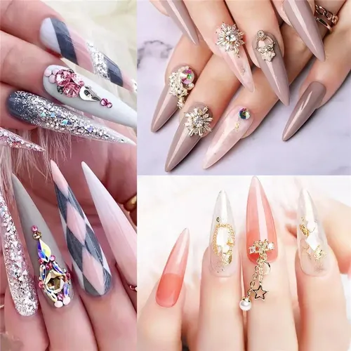 Tips Stiletto Sistema Gel Caja X100pcs Ultra Fino Uñas