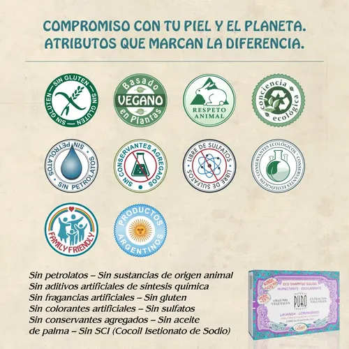 Shampoo Sólido Lavanda Lemongrass 100 G sin Sulfatos, Sin Sci