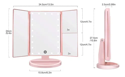 Espejo De Maquillaje Con Luz Led Flymiro 21 Led Rosa