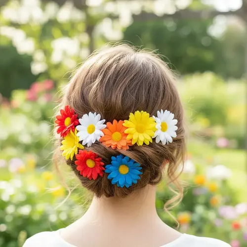 Broches De Pelo Clips Girasoles Pack X 12 Unidades Colores A Disponibilidad