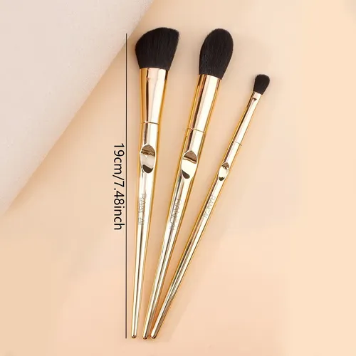 Set De 3 Brochas De Maquillaje Doradas