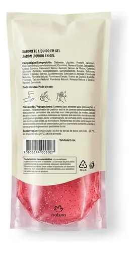 Repuesto Jabón Líquido Natura Frambuesa Pimienta Rosa 300ml.