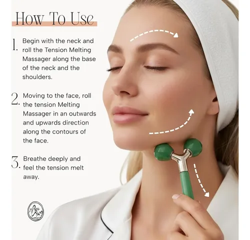 Rodillo Facial Jade Verde Masajeador Para Rostro Y Cuello