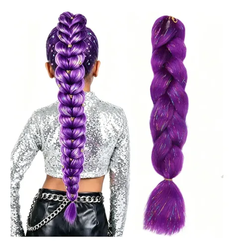 * Láser Rumi K-pop Trenzas Moradas Elásticos Broches El .