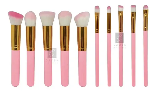 Set De Brochas Kabuki 10 Piezas Para Maquillaje Colores
