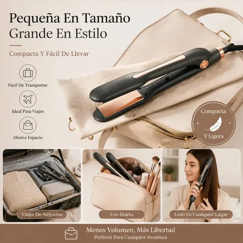 Plancha de Pelo Profesional Temperatura Máxima de 400 °F, Opciones de Peinado Versátiles Planchitas Pelo, Color Negro.