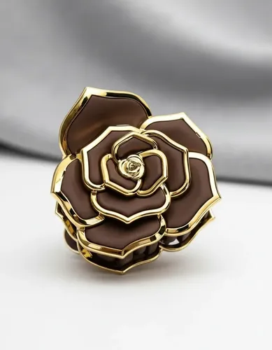 Broche De Pelo Flor Rosa Opaco Con Dorado
