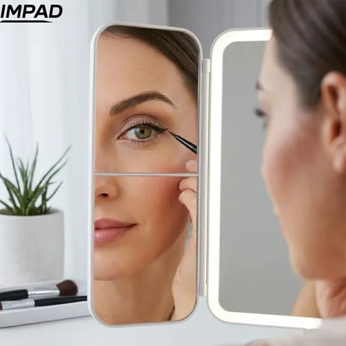 Espejo Maquillaje Led Tactil Triple Aumento Recargable Impad