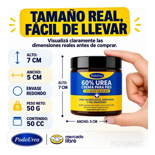 Podourea Crema Hidratante Para Pies Y Talones Secos 60% Urea 50cc