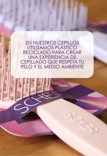 Cepillo Grande Antifrizz Desenredante Cabello Sol Scher Lila