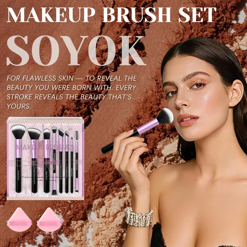 Set De Brochas Para Maquillaje Soyok 10 Piezas Morado