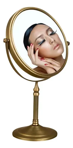 Espejo De Maquillaje Leyden De Latón Envejecido Con 3 Aument