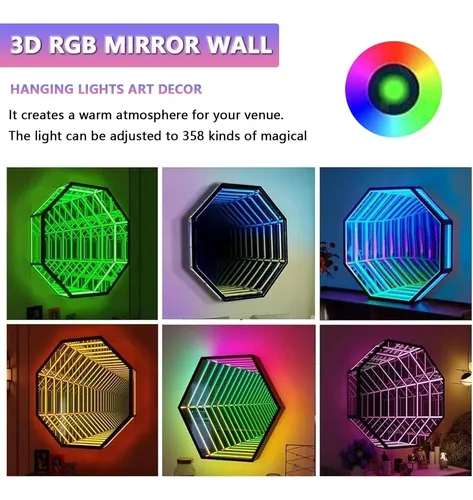 Luz Led Espejo Infinito 30cm Multicolor Para Ambiente