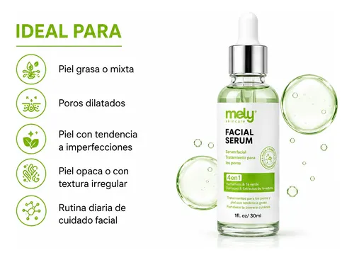 Serum Facial Ácido Hialurónico 4 En 1 Niacinamida Mely Mixta