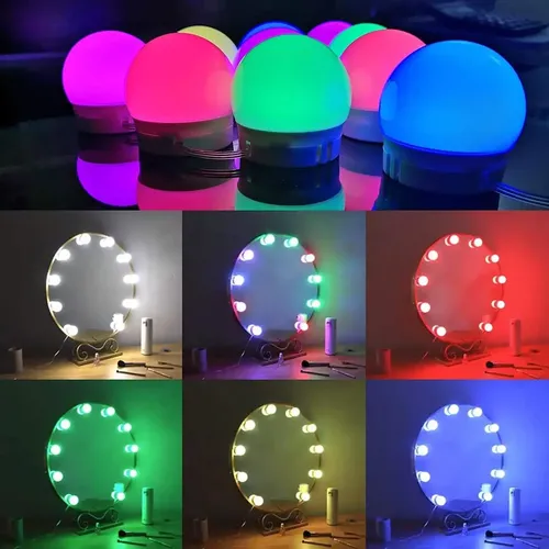 Kit 10 Focos Lamparas Led Rgb Espejo Maquillaje Hollywood