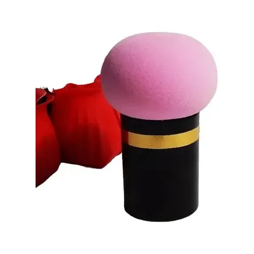 Esponja De Maquillaje Blender Redonda Con Base Color Rosa