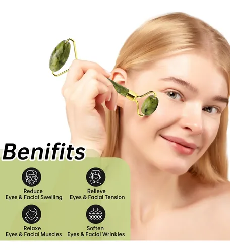 Set De Rodillos Gua Sha Y Face Olaemuo Jade Para Reducir La