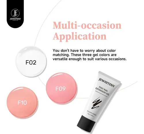 Set Gel Uñas Poly Jewhiteny 75g Base Top Coat Uv