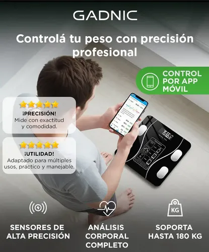 Balanza Digital De Baño Gadnic Medición Grasa Corporal