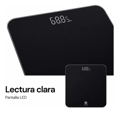 Balanza Digital Alta Precisión Personal 180kg Vidrio Templado LED Color Negro JD EB3483