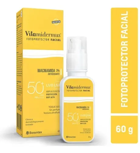 Protector Solar Facial Midermus FPS 50 Ultrafluido Sin Perfume 60g