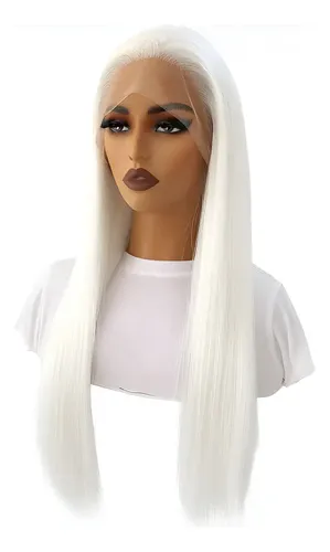 Peluca Lace Front Adiolacba Premium Símil Natural 70 Cm Tamaño De La Base Regulable Tono Blanco
