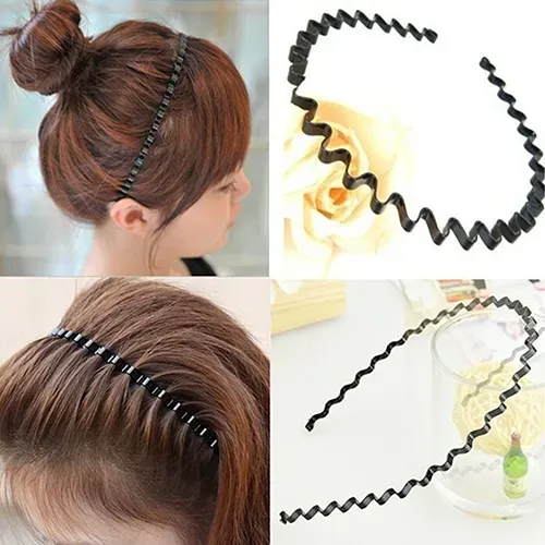 Diadema Deportiva Unisex Con Forma De Aro, Pelo Ondulado, Co Negro 15cm