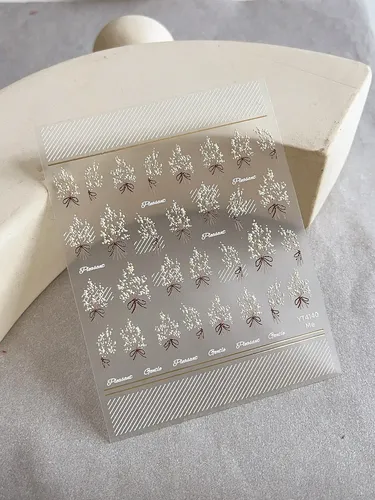 Adhesivos De Uñas Con Lazo De Oro Y Bouquet