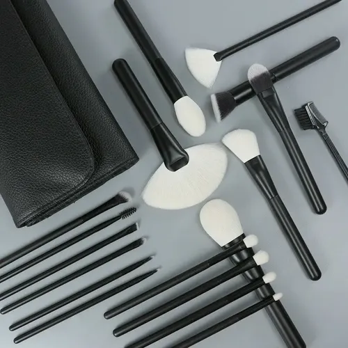 Set Pro 18 Brochas Maquillaje Pelo Cabra
