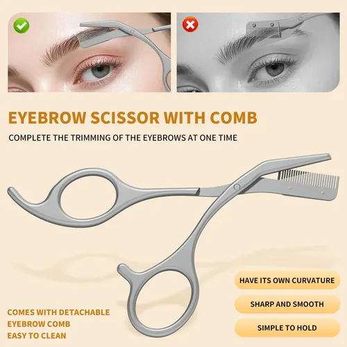Kit Para Cejas Ofidus 4 En 1 Con Pinzas, Tijeras, Navaja Y E