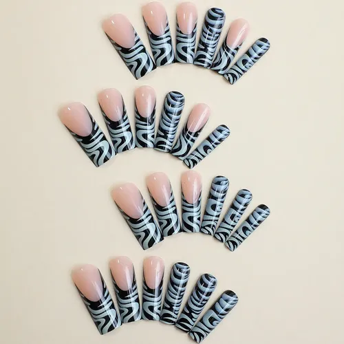 Dos Cajas De Uñas Postizas Con Rayas De Cebra.
