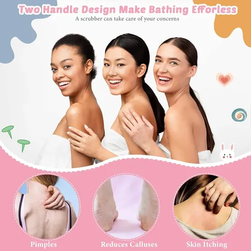 Set 4 Exfoliantes Baño Rosa Y Gris Con Guantes Ducha