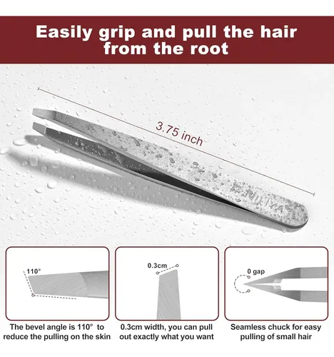 Pinza Precisión Para Cejas Y Vello Facial Plata Con Estuche