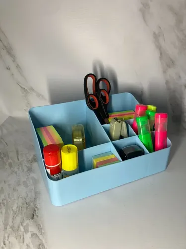 Organizador De Maquillaje Polipropileno Celeste Hants 7 Compartimentos
