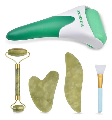 Charmonic Kit 6 En 1 Rodillo De Hielo Y Jade Masaje Facial