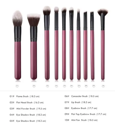 Set De 10 Brochas De Maquillaje