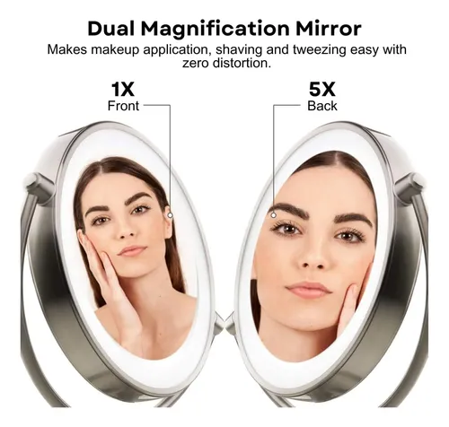 Espejo De Maquillaje De Mesa Iluminado Con Aumento