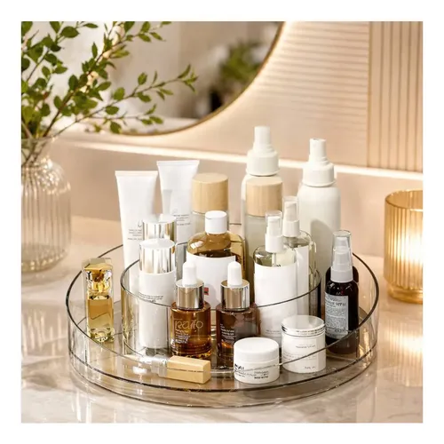 Soporte Organizador Acrílico Giratorio 360° Maquillaje Baño